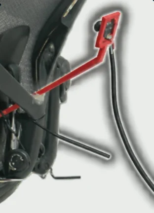 Close-up from the paper's Fig. 1: the camera on a red 3D-printed arm clipped to the chair frame behind the backrest