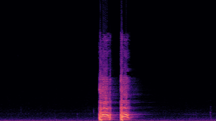 Spectrogram of a cough recorded by a conventional microphone, no added noise